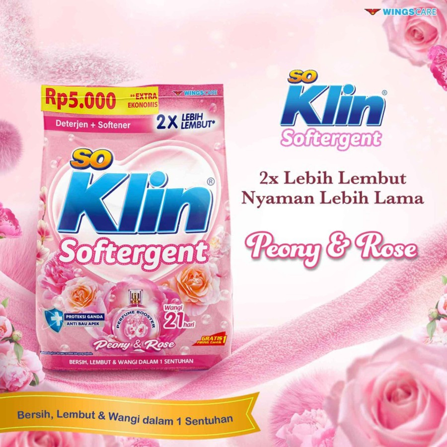 Detergent Bubuk+Pelembut * SoKlin * Peony &amp; Rose * 215g