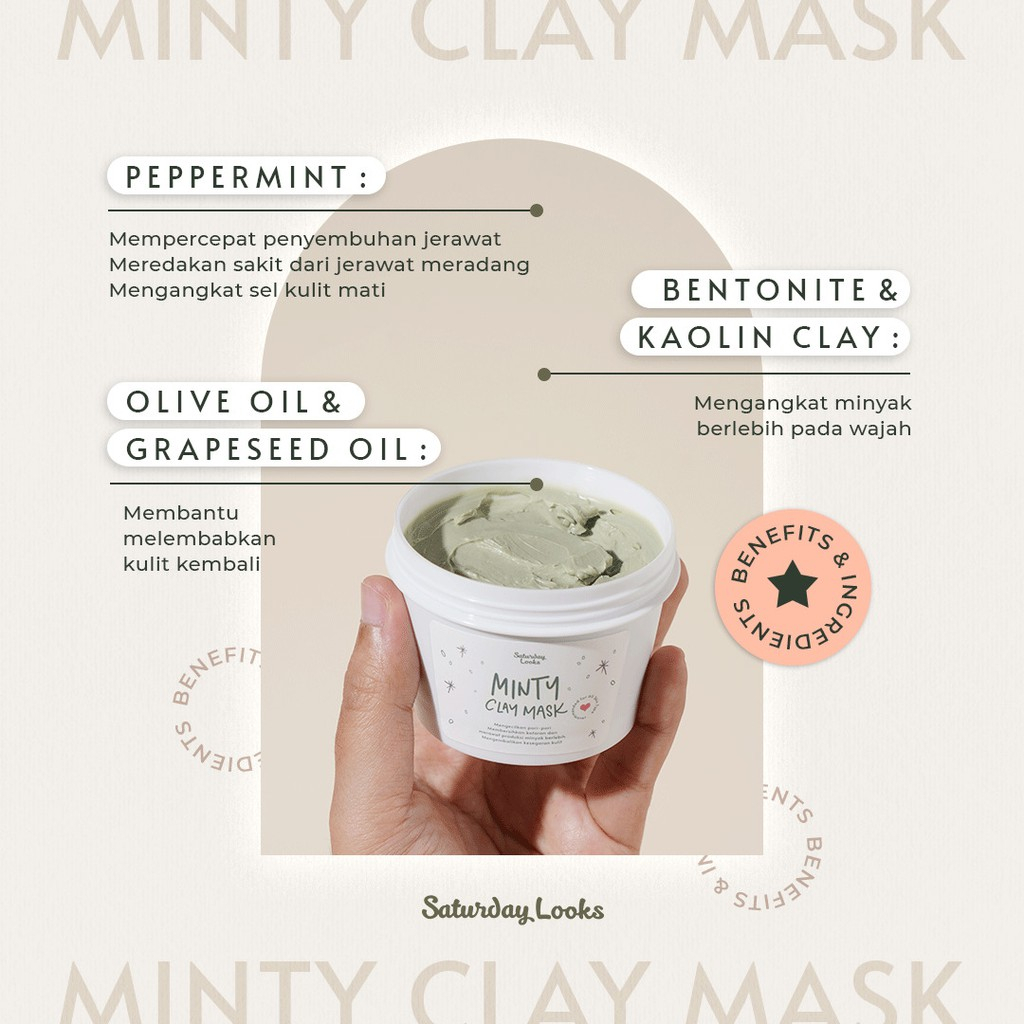 SATURDAY LOOKS Minty Gentle Scrub Face Mask |  Minty Clay Mask