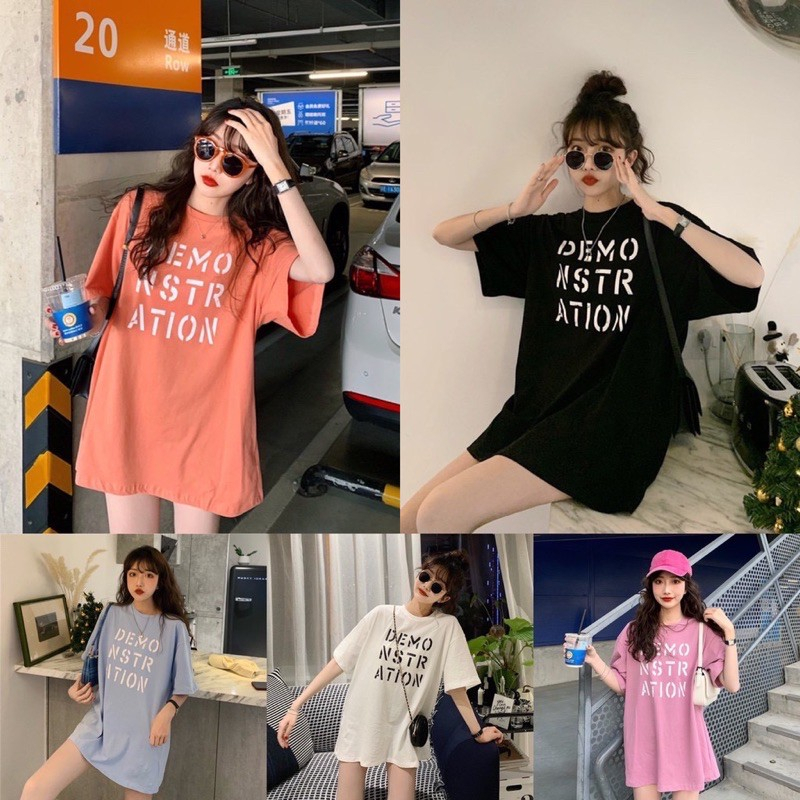 MMM Kaos Distro Oversize Wanita DEMONSTRATION 6739 Baju Besar Distro Atasan Lengan Pendek Tshirt Longgar Model Polos Murah Import