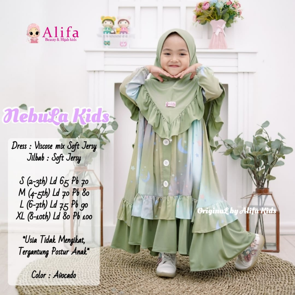 Gamis Anak Nebula Kids Matt Viscose Mix Jersey Original Alifa