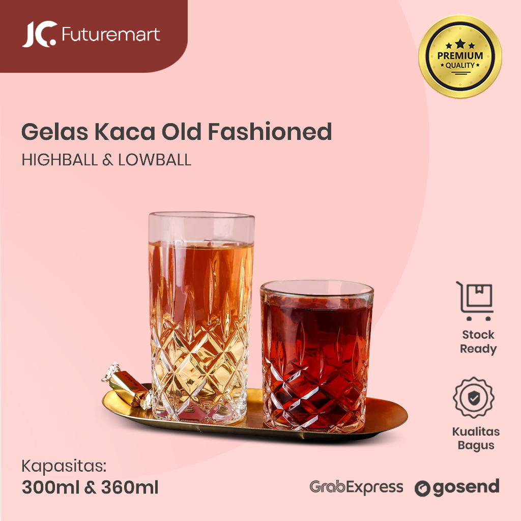 GELAS KACA TEH KOPI MINUMAN WHISKEY OLD FASHIONED