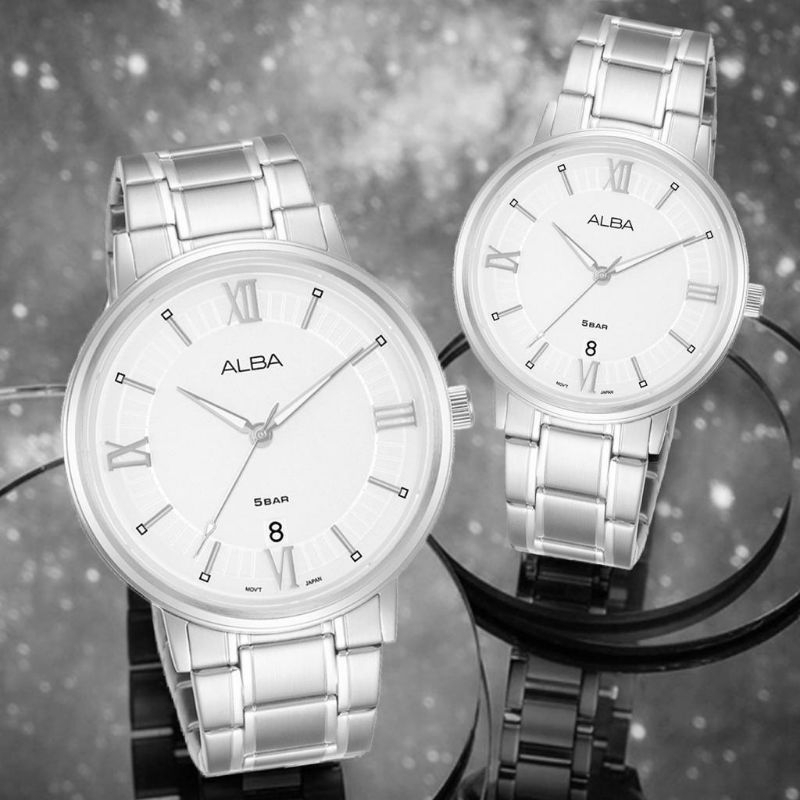 Jam Tangan  Couple ALBA Romawi Stainless steel/Jam Tangan Pasangan Terlaris