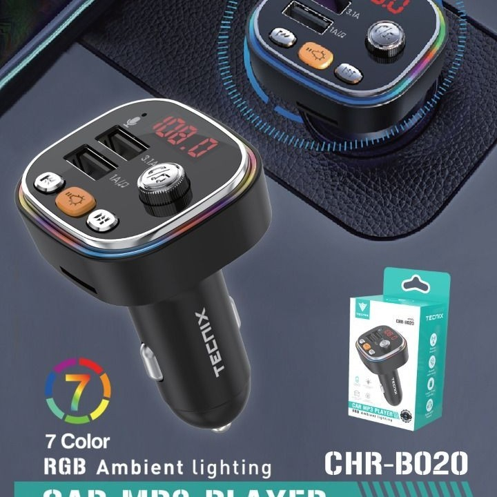 TECNIX CHR-B020 Car Charger Bluetooth 5.0 MP3 Player RGB Charger Mobil