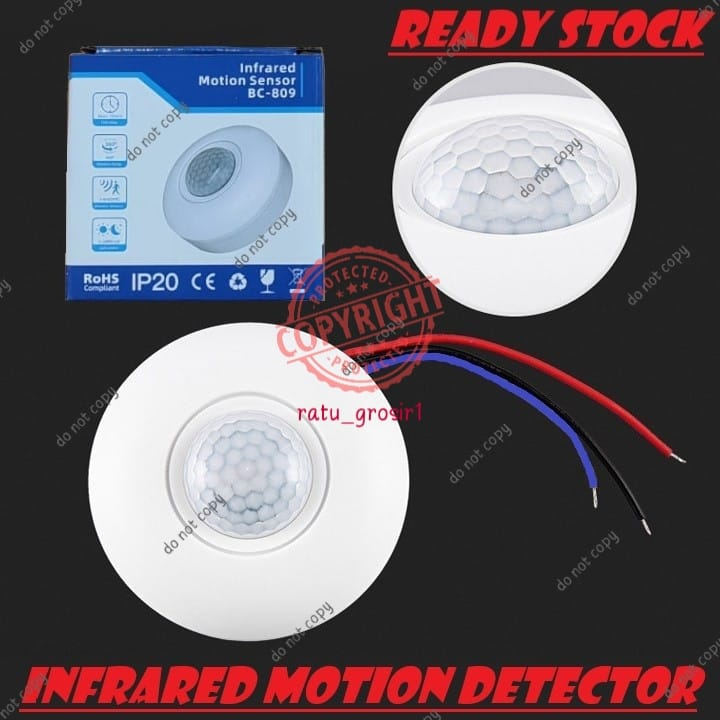 Saklar Lampu Sensor Gerak PIR Switch Otomatis Motion Detector Plafon Ceiling PIR Infrared LED Infrared