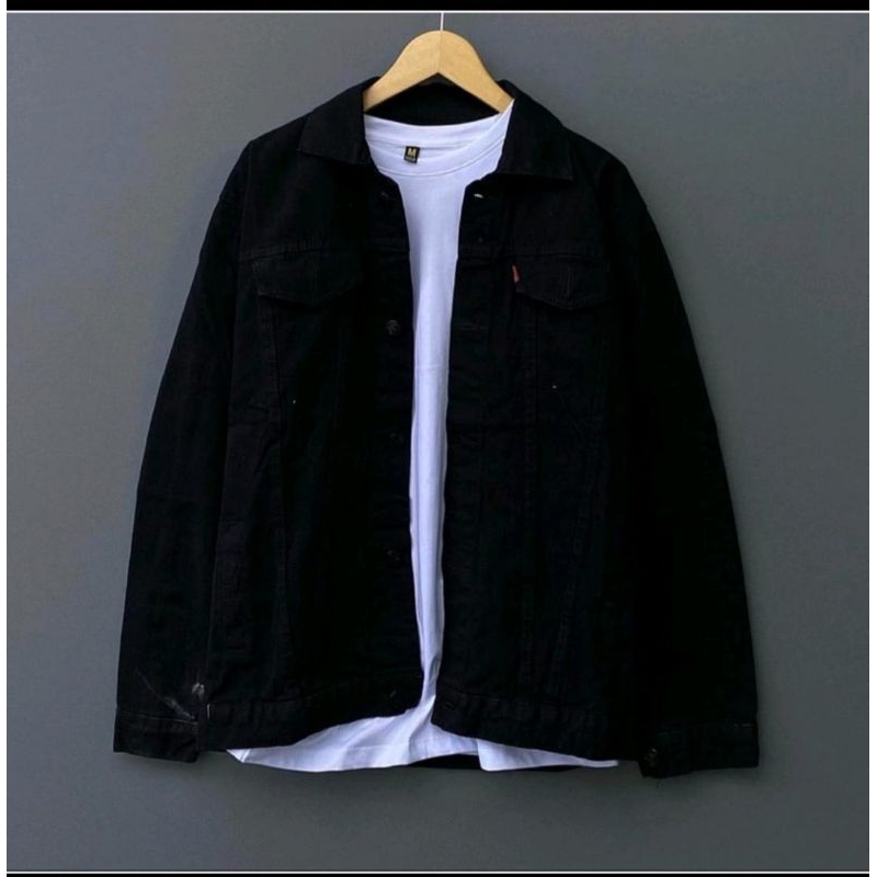 JAKET LEVIS PRIA JAKET LEVIS HITAM POLOS JAKET DENIM JAKET LEVIS TEBEL