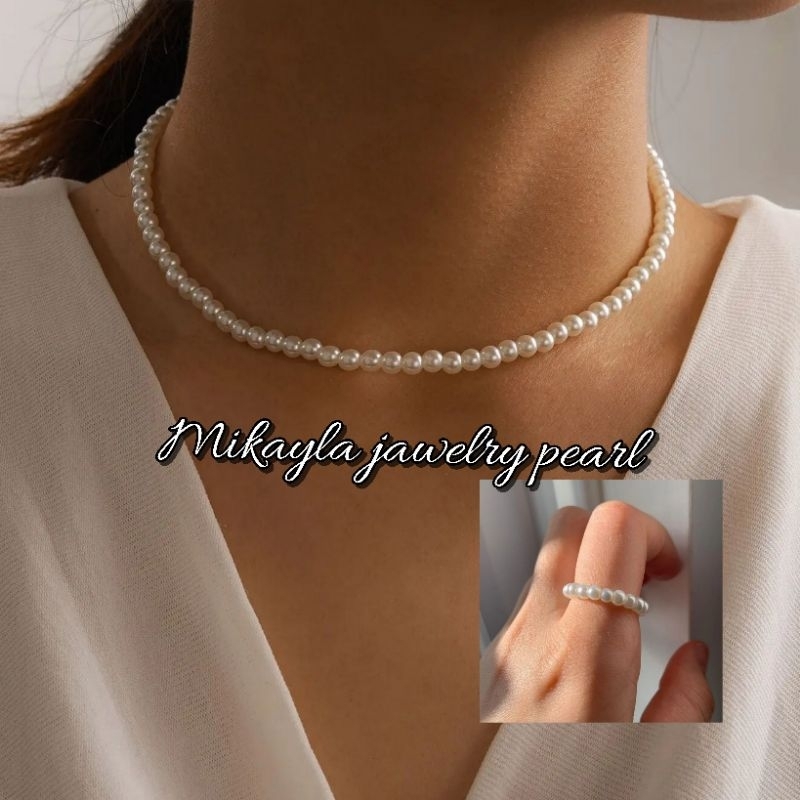 Setelan kalung cincin mutiara lombok|Set kalung cincin mutiara asli lombok|Perhiasan mutiara asli lo