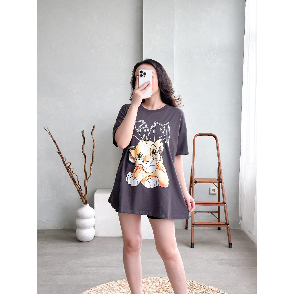 INFINITEE Kaos Oversized Wanita Grey Washed Kaos Wanita Ukuran Jumbo