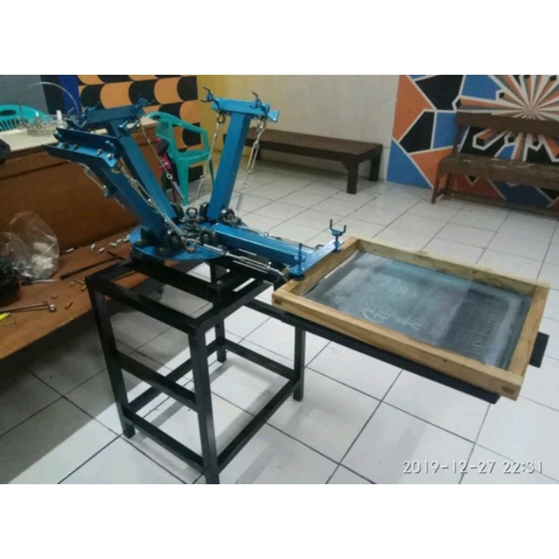 meja sablon kaos rotary 4 screen
