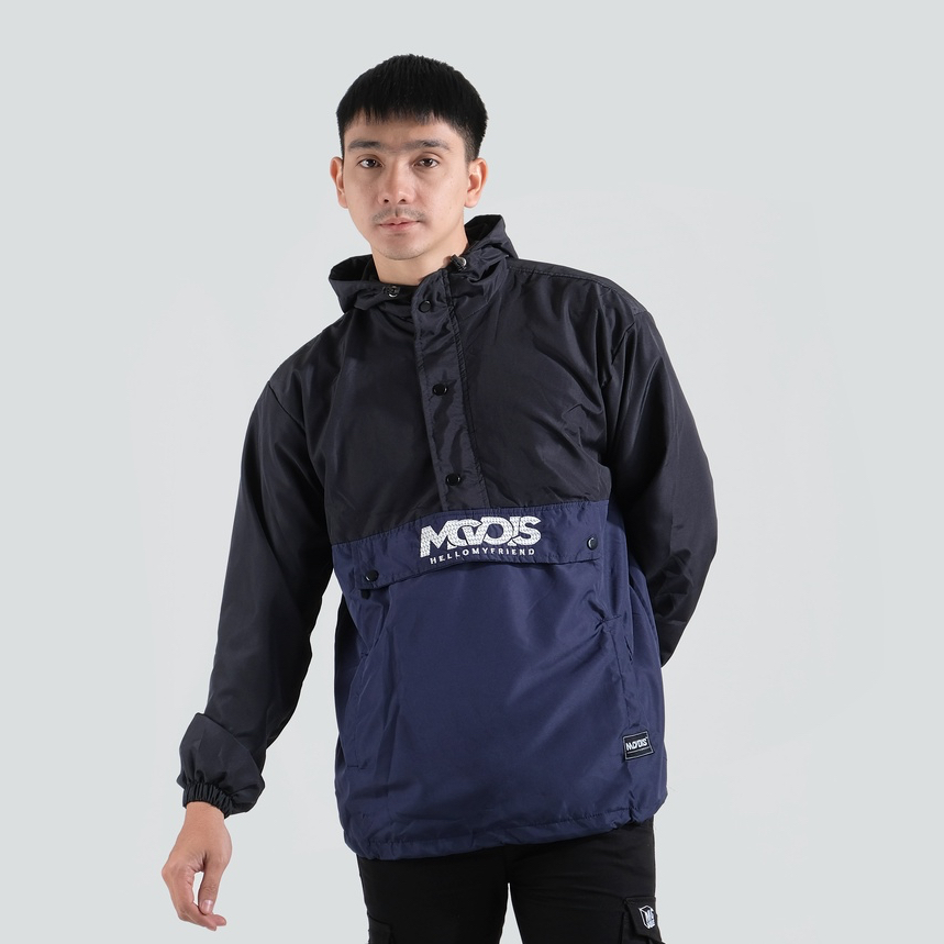 Mcvois Jaket Cagoule Pria Hitam Navy Premium Distro