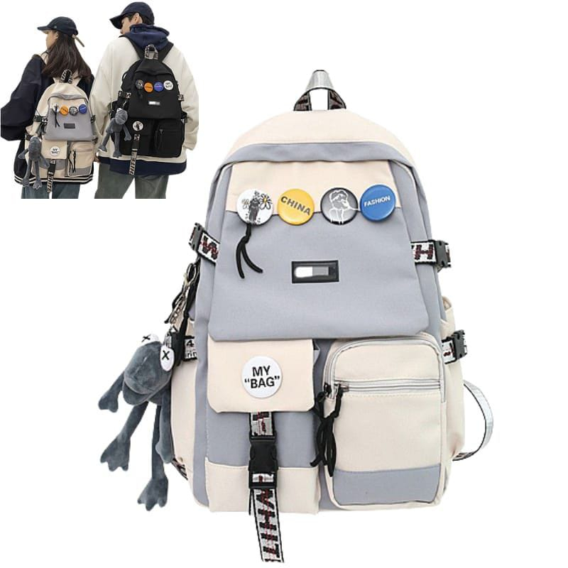 FINISH Ransel Wanita Pasang Tas Ransel Wanita untuk Wanita Tas Sekolah Kapasitas Besar Harajuku Kore