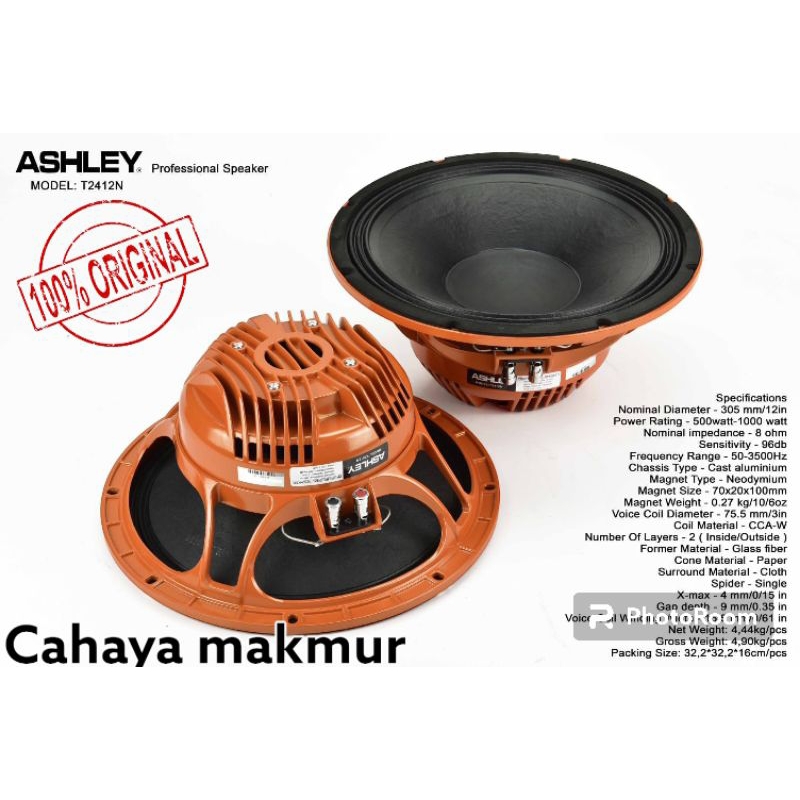 SPEAKER KOMPONEN ASHLEY T2412N T24 12N ORIGINAL 12 INCH Stok ready