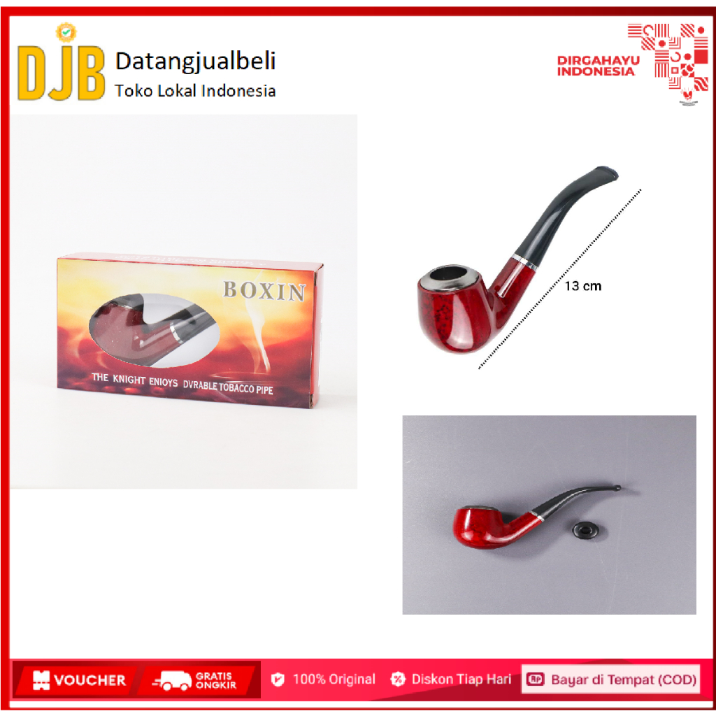 Boxin Pipa Rokok Motif Kayu Smoking Tobacco Pipes - ZF808 - Brown