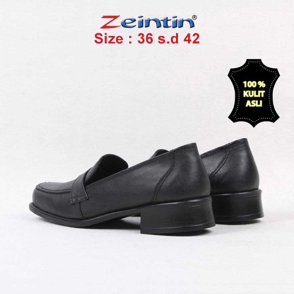 Zeintin - Sepatu Pantofel Wanita Bahan Kulit Asli Sepatu Paskibra Sepatu Sliop On Wanita Sepatu Pantofel Kerja Wanita Formal Original Zeintin BJ