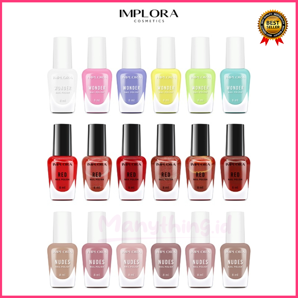 (MANYTHING) IMPLORA Nail Polish  IMPLORA Kutek  Red Clear Nudes Wonder 1PCS