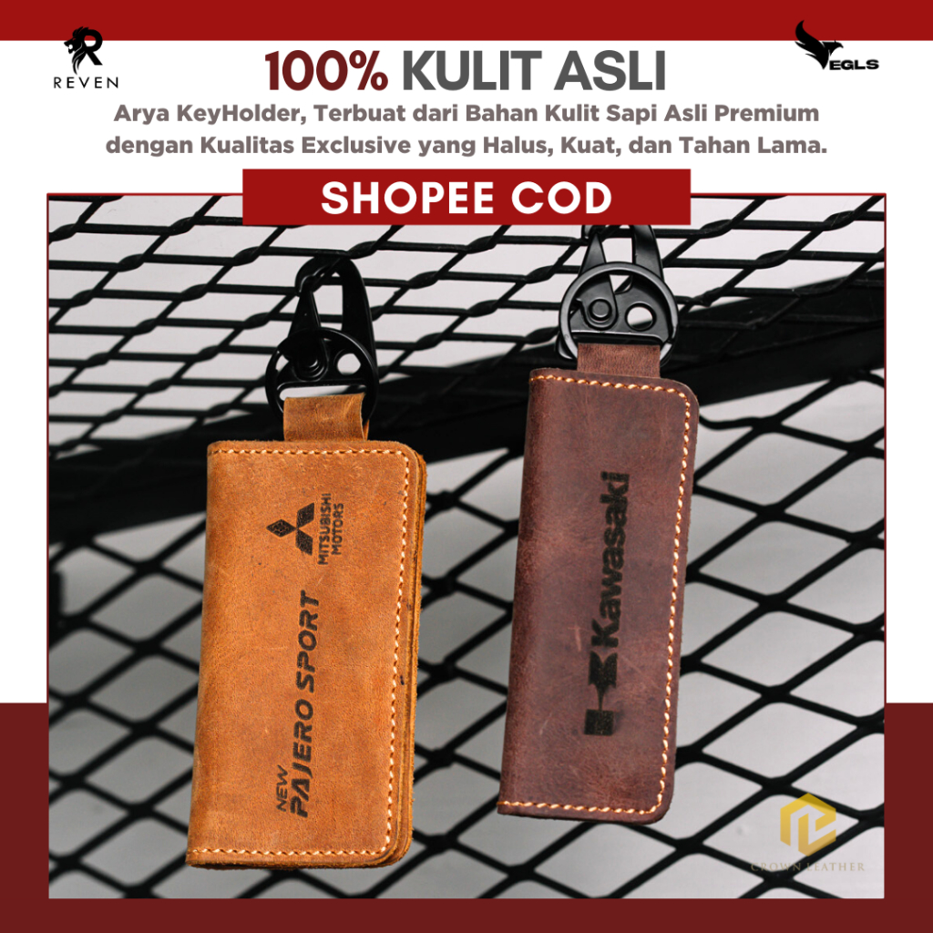 Dompet STNK Full Leather 100% Original Kulit Sapi Asli Kekinian Mobil Motor - ARYA KEY HOLDER CHAIN