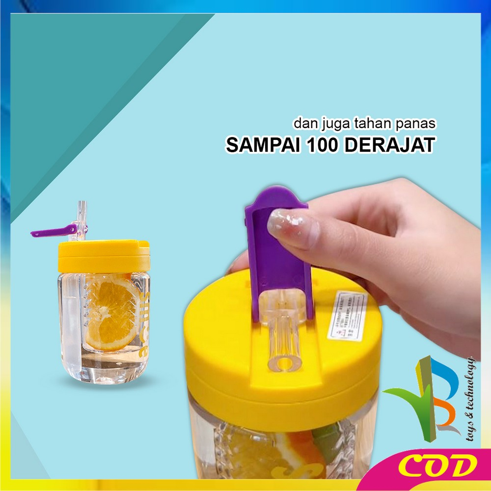 RB-C828 Botol Minum Infus Water Transparan Minimalis 400ML Anti Tumpah dengan Sedotan BPA FREE / Botol Air Minum Kecil Lucu Tumbler Cup Infused Portable