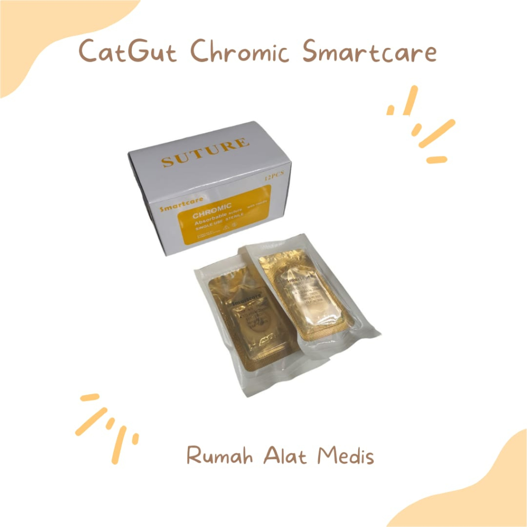 Eceran Cat Gut Chromic 2/0 3/0 4/0 dengan Jarum Smartcare / Benang Chromic 4/0 Plus Jarum SMARTCARE