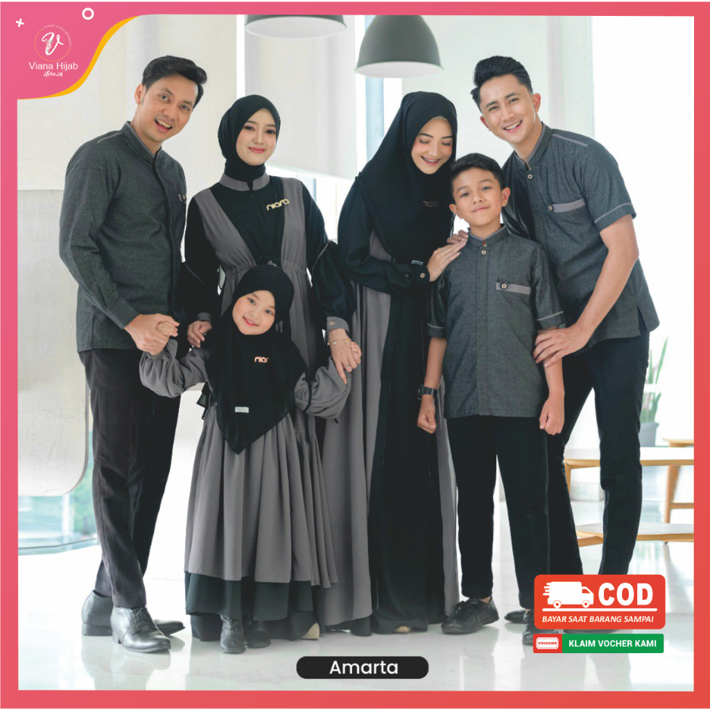 Sarimbit Keluarga Arabella By Niara Family Set Couple Warna Amarta Hitam