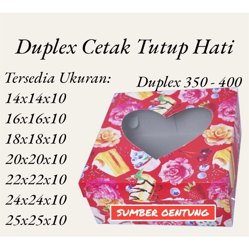 

[10PCS] DUS DUPLEX CETAK TUTUP HATI TINGGI 10CM KARTON BOX KOTAK HAMPERS KUE