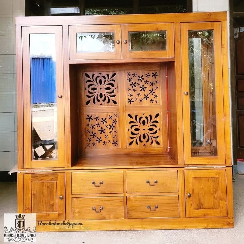 Bufet Partisi TV kayu jati 2meter x 2meter