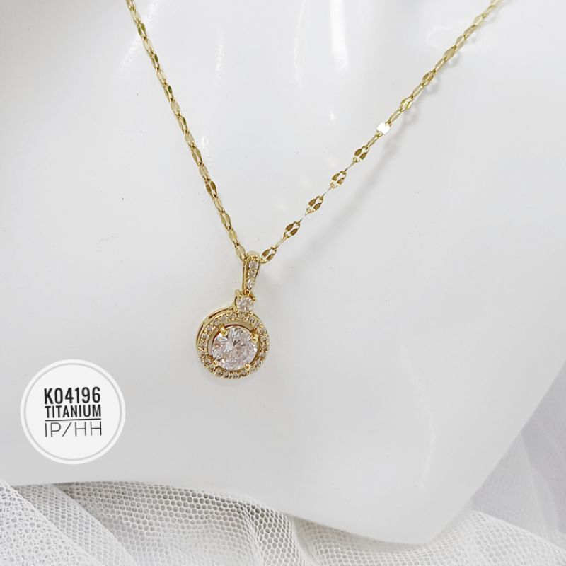 Kalung Titanium permata zircon mewah K04196