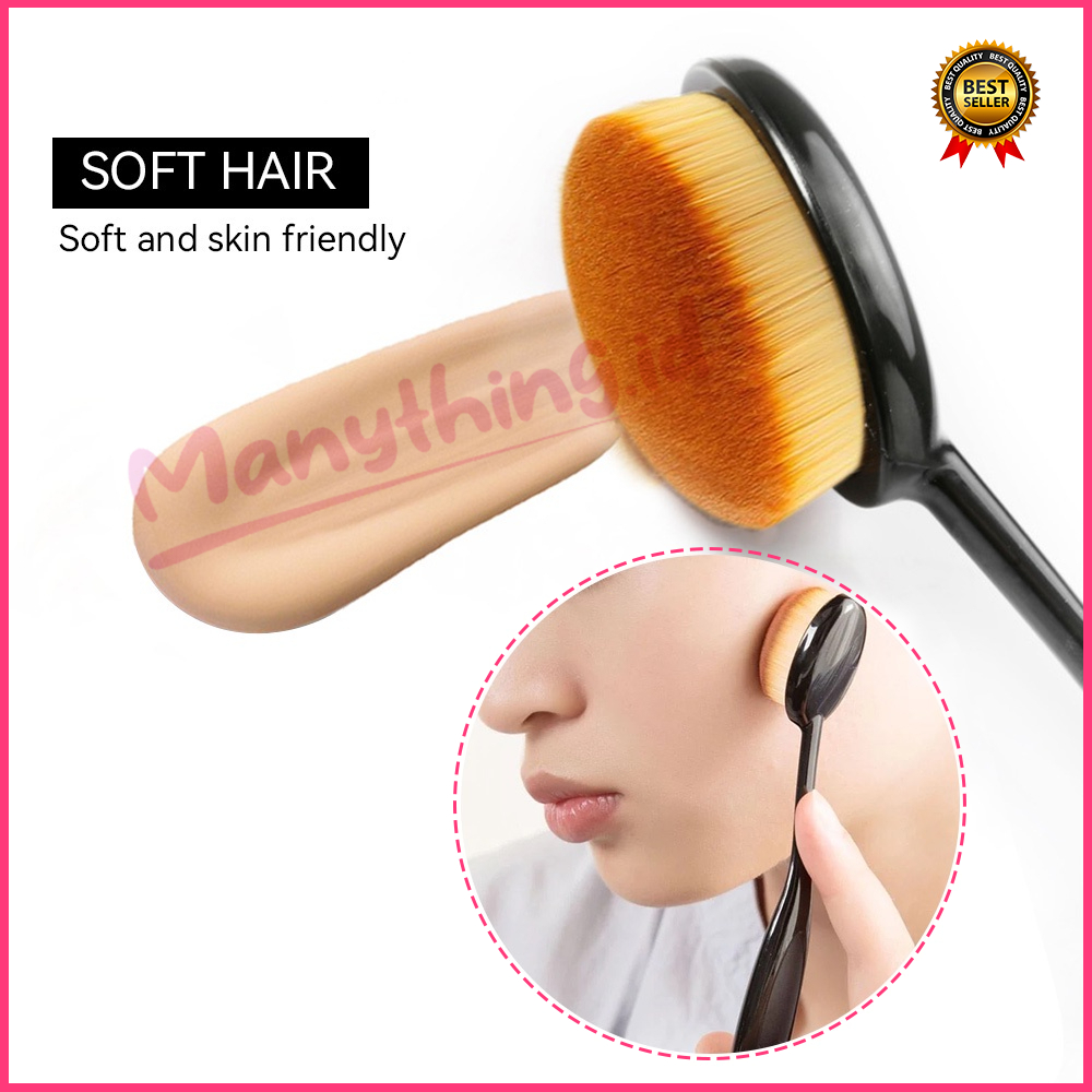 Kuas Oval Foundation Brush Make Up Gagang Hitam Mini Murah foundation blending