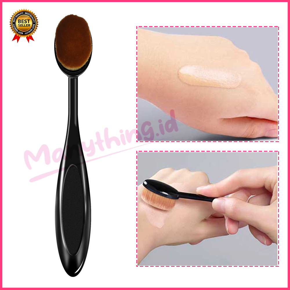 Kuas Oval Foundation Brush Make Up Gagang Hitam Mini Murah foundation blending