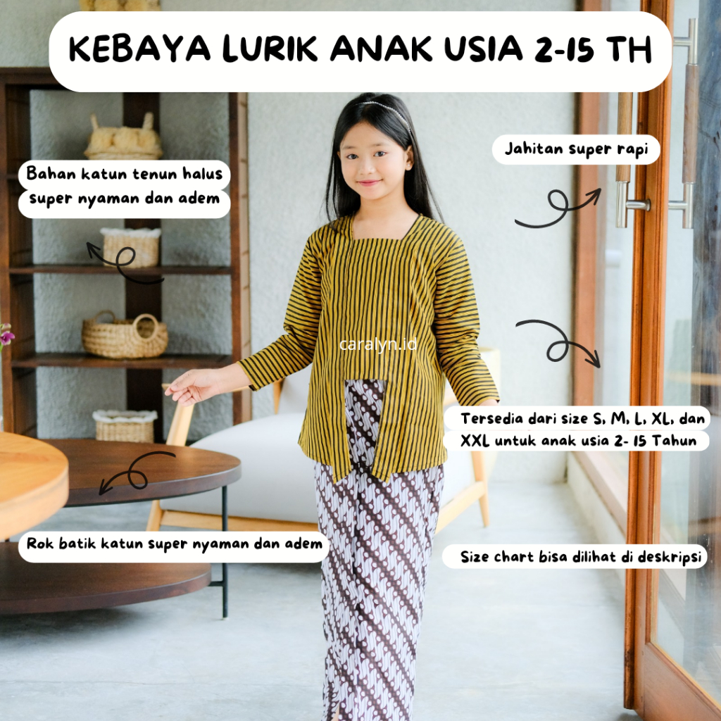 KEBAYA LURIK BAJU ADAT JAWA SETELAN KEBAYA ADAT ANAK PEREMPUAN