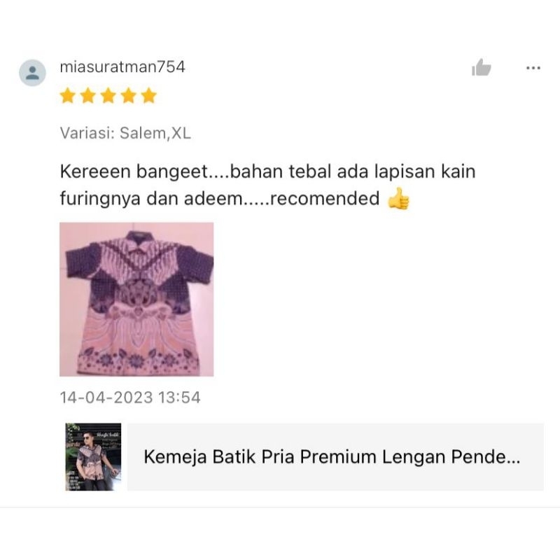 Kemeja Batik Pria Premium Lengan Pendek Lapis Furing Bahan Katun Premium