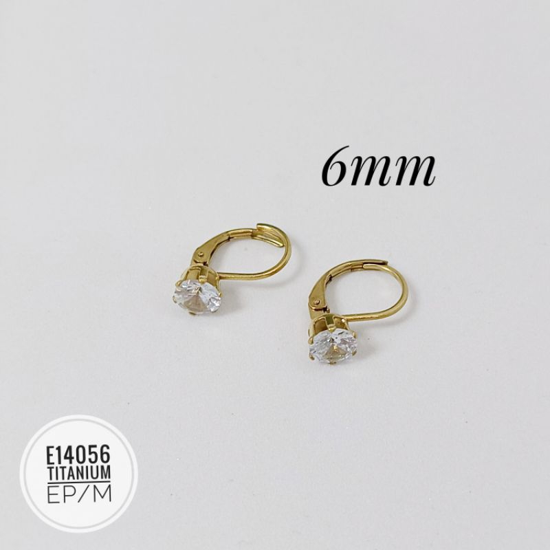 Anting titanium daisy permata gold E14056