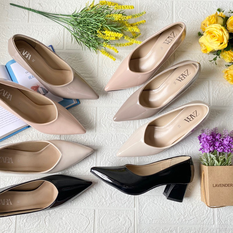 High heels Zara premium sepatu tumit wanita import kantor kerja kuliah