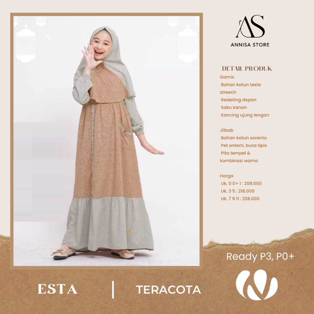 BIG SALE PROMO BAJU NIBRAS ORI  / NIBRAS ESTA TERACOTA GAMIS ANAK / BAJU GAMIS ANAK PEREMPUAN / GAMI