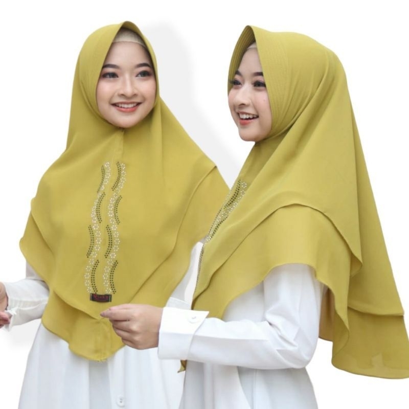 KHIMAR CERUTY BABY DOLL MOTIF PAYET GARIS BAWAH/ KERUDUNG DUA/