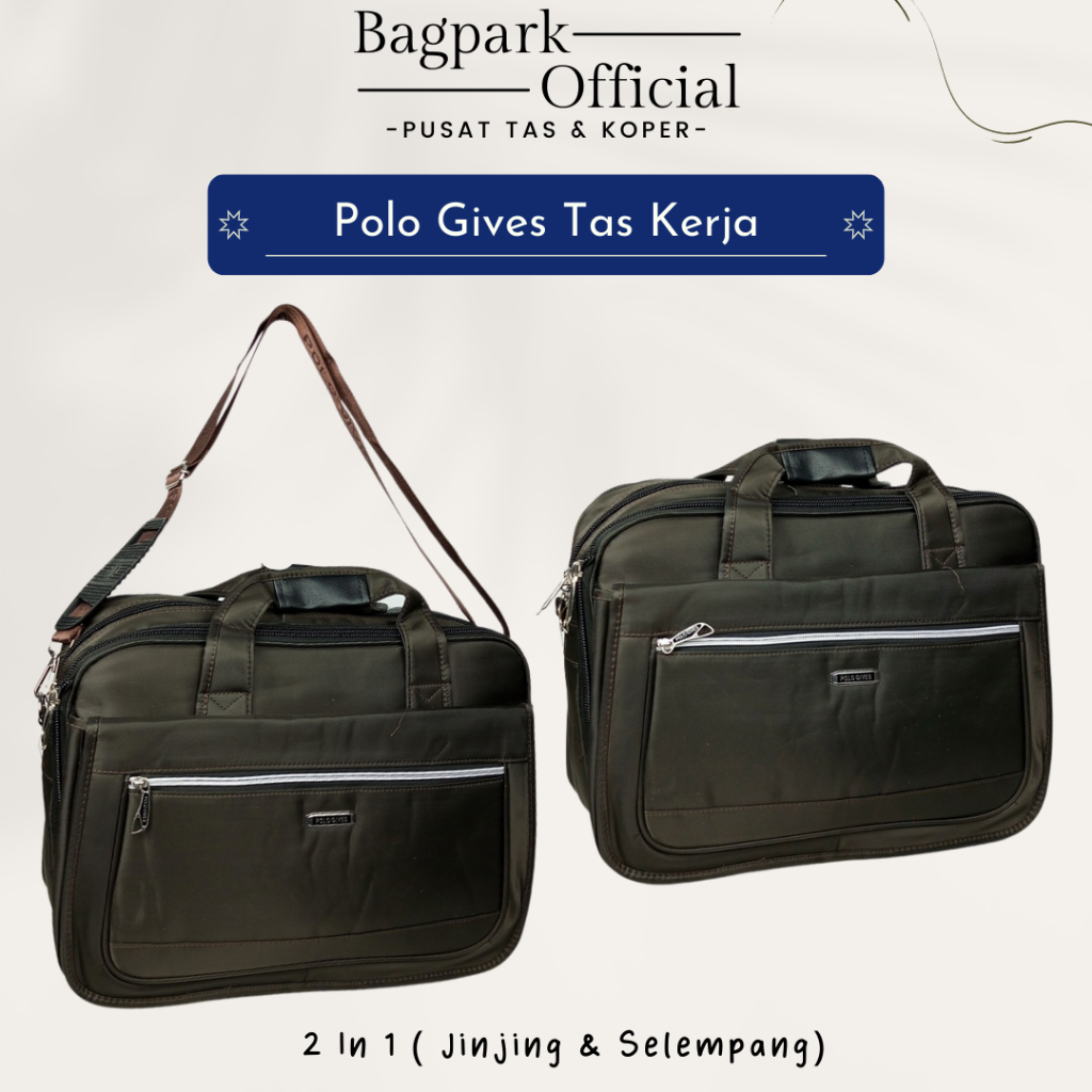 Tas Laptop Tas Kerja Pria Polo Gives Bahan Tebal 2 in 1 MultiFungsi Usb Ekspander Tas Jinjing Tas selempang Pria Tas Laptop Pria Polo