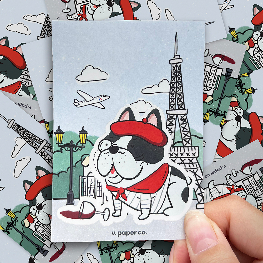 

Sticker - Frenchie in Paris - V. Paper Co.