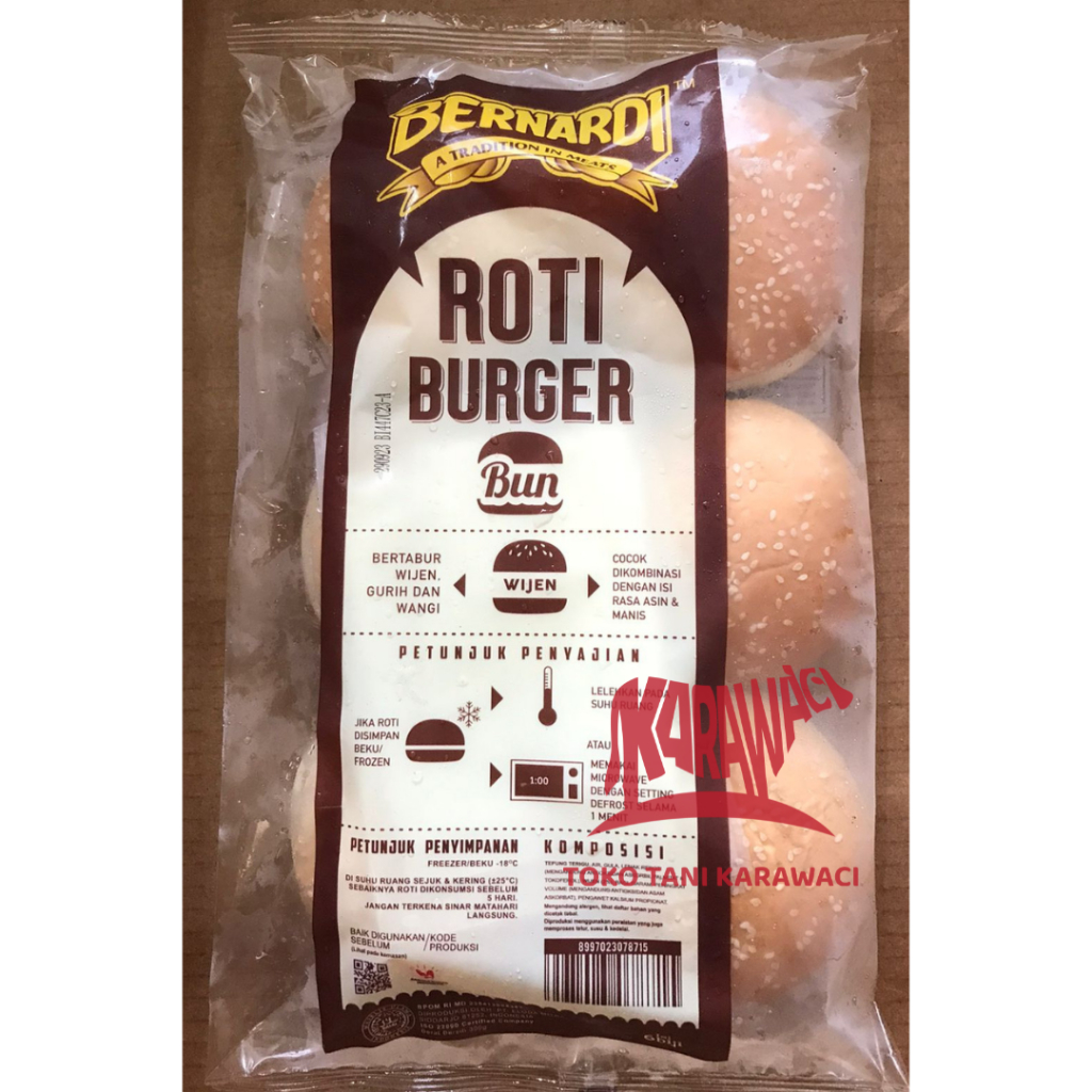 BERNARDI Roti Burger Wijen / Burger Buns with Sesame Seeds (6 pcs)