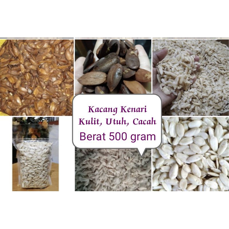 

500GR Kacang Kenari Kulit, Utuh, Cacah kualitas Premium Khas Selayar