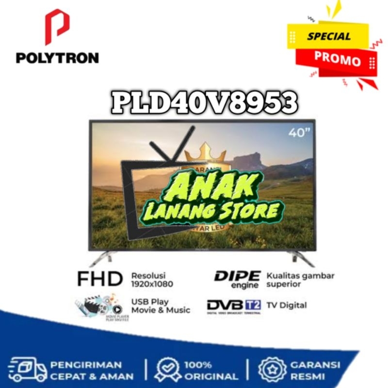 POLYTRON LED DIGITAL TV 40 INCH PLD40V8953 DIGITAL TV USB MOVIE GARANSI RESMI