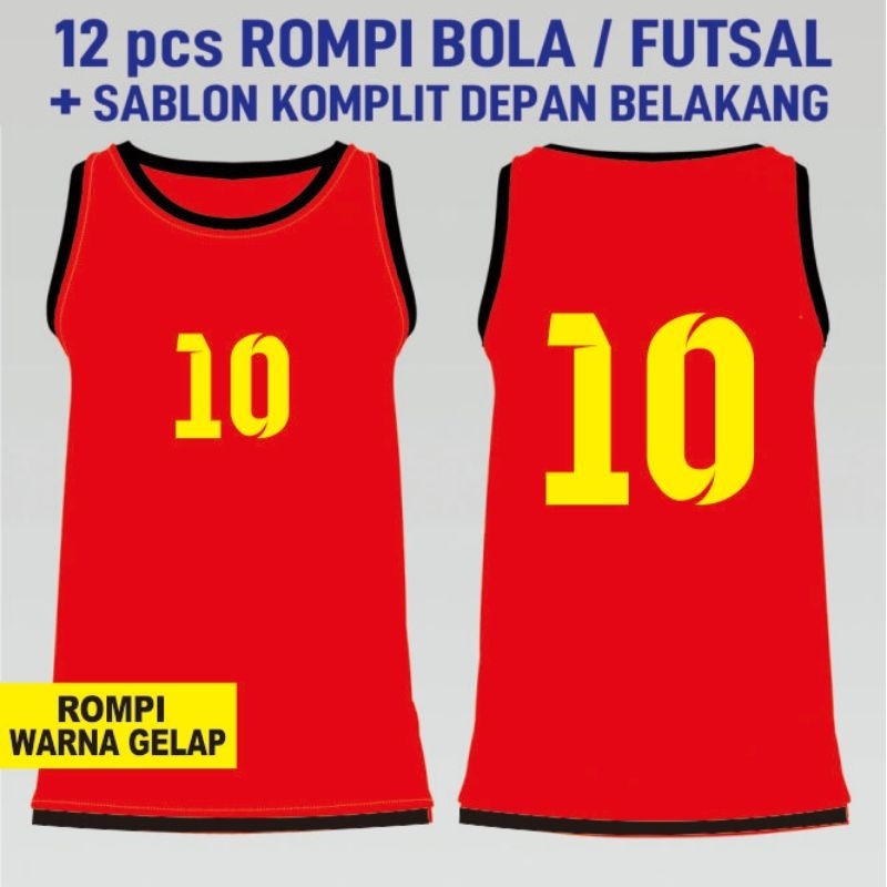 ROMPI SABLON Nomer Depan Belakang Rompi Futsal warna Gelap