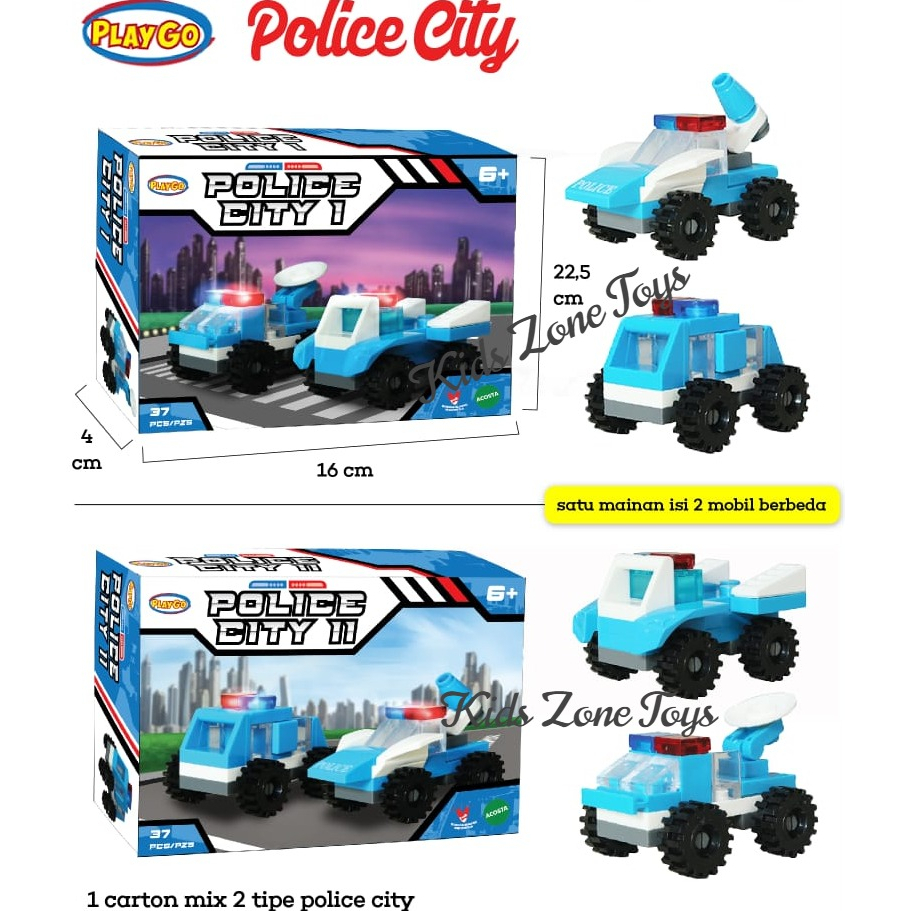 Mainan Anak Lego Mobil Fire Rescue / Mobil Kontruksi / Mobil Polisi PlayGo