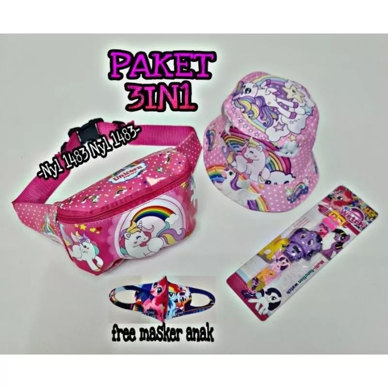 -BTS- Waistbag 3in1dan 2in1 tas SLempang anak perempuan gratis jam Laser