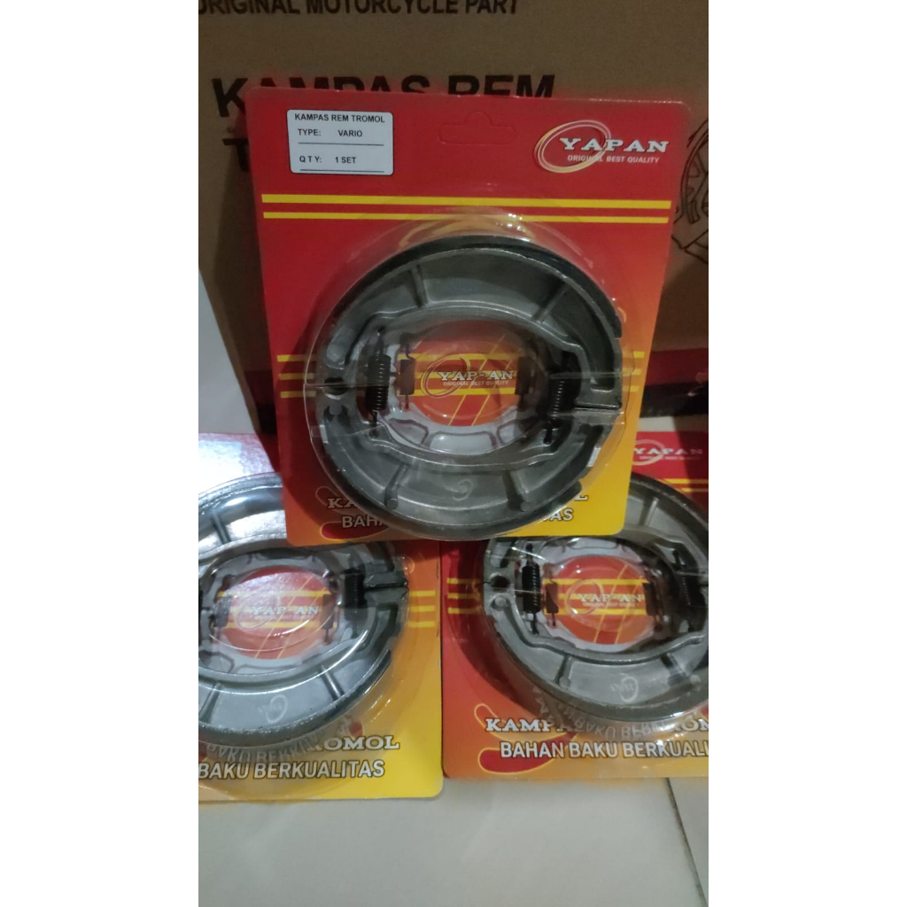 Kampas Rem Belakang  Tromol Mio/Mio J/Mio M3/Mio Soul Gt/Jupiter/Rxking New/Vario/Beat/Spacy Scoopy/Megapro/Beat Fi/Vario/Supra Fix/Supra x/Revo/Blade/Kirana/Karisma Merek Yapan