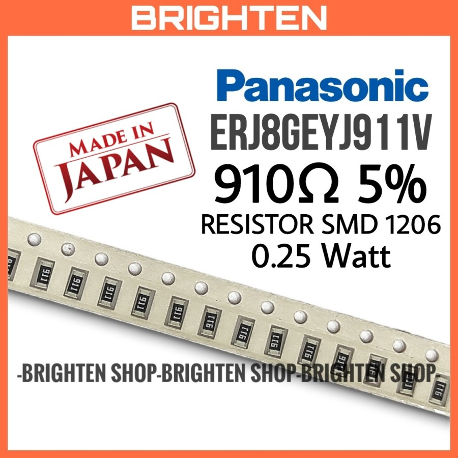 PANASONIC Resistor SMD 910 ohm 5% 1206 910R 1/4 Watt 0.25W Japan