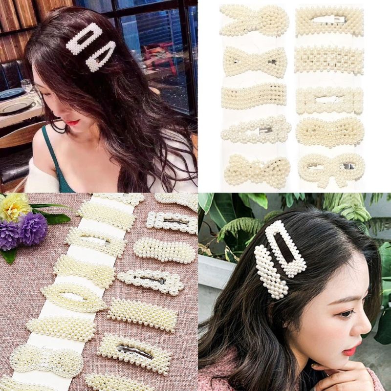 Jepit Rambut Mutiara 7.5cm Model Hairclip Korea / Hairpin Jepitan dengan Hiasan Mutiara Pearl Hairclip Hairpin