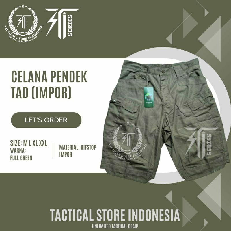 Celana TAD - Celana Pendek Tactical Outdoor IMPOR - GREEN / HIJAU