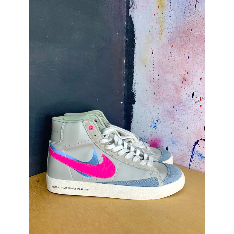 Nike Blazer Mid 77 Shanghai pioneer double hook beige blue grey orange blue