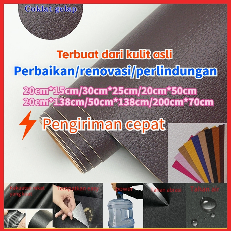 (Sedikit berputar) Perbaikan stiker kulit Coklat gelap Terbuat dari kulit asli Sticker Kulit Sofa Le