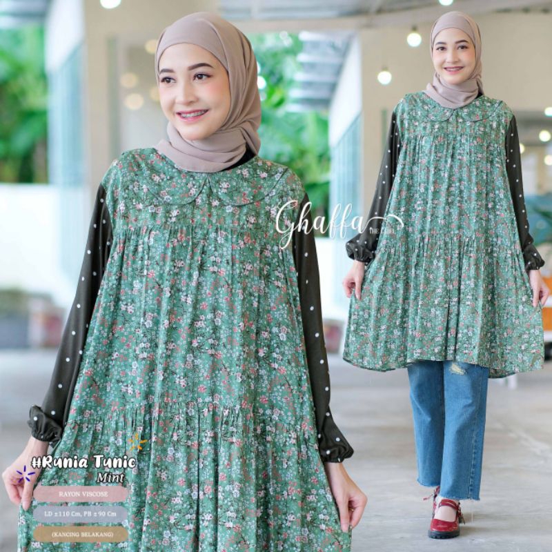 RUNIA TUNIK BY GHAFFA THE LABEL / TUNIK MOTIF WANITA MUSLIMAH / Atasan LD110