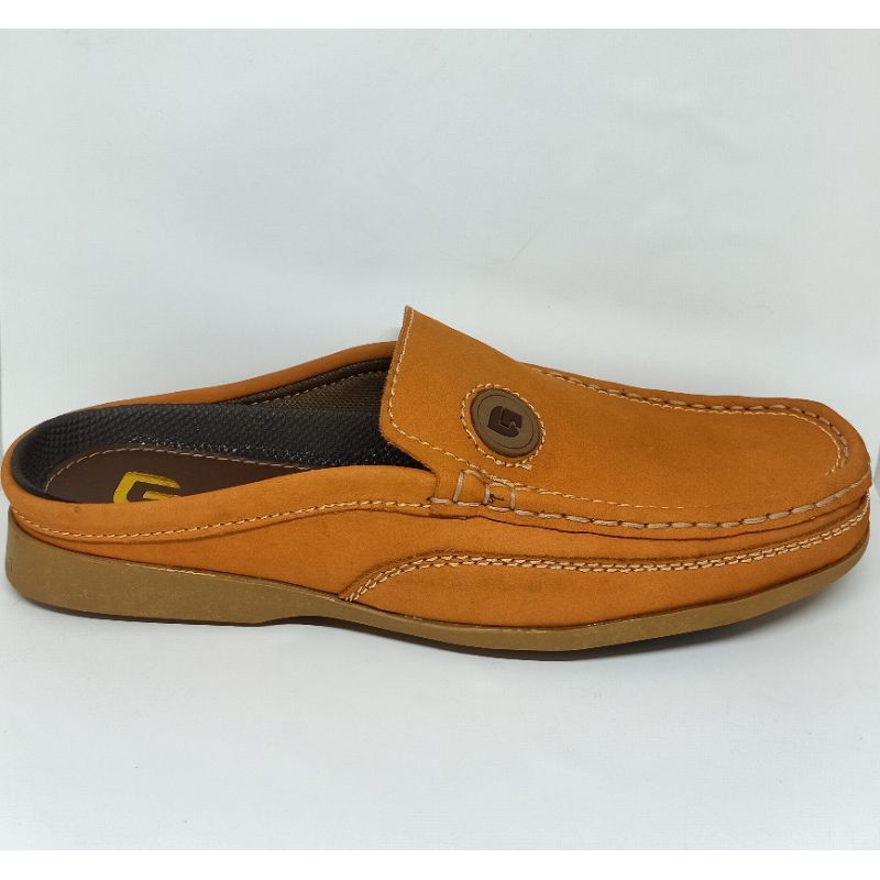 Sepatu Pria Selop Bustong Slip On Moccasin Kulit Asli Nubuck Grammer