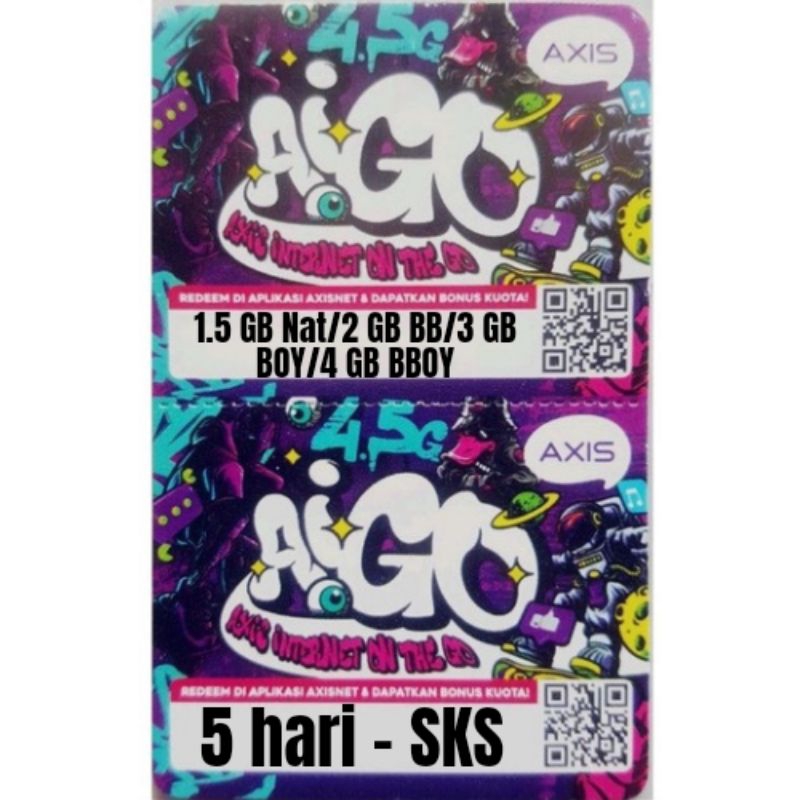 Vocher Axis Aigo Mini 1.5GB Nat/2GB BB/3GB BOY/4GB BBOY, SKS 5 hr